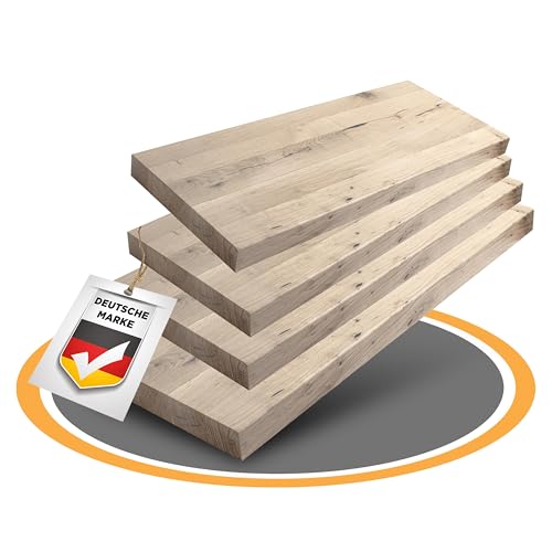 HENK Treppenstufen Wildeiche 40mm Massivholz | 4 Stück Vollholz Stufen für Treppenbau & Renovierung | Holzstufen Wildeiche unbehandelt, geölt, lackiert | A/B Qualität (800-Unbehandelt) von HENK