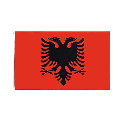 Albanien Flagge mit Messing-Ösen 150x90cm - Wetterfeste Fahne für Fahnenmast Extra Groß Breit Lang XL XXL von HENKi