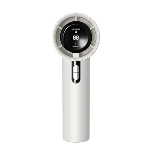 HENKi Handventilator, Tragbarer Mini Ventilator, Extra Stark 1800mAh Wiederaufladbar, Kleiner Taschenventilator Mit 5 Geschwindigkeitsstufen, Faltbarer USB-Ventilator für Büro, Outdoor (Creme) von HENKi