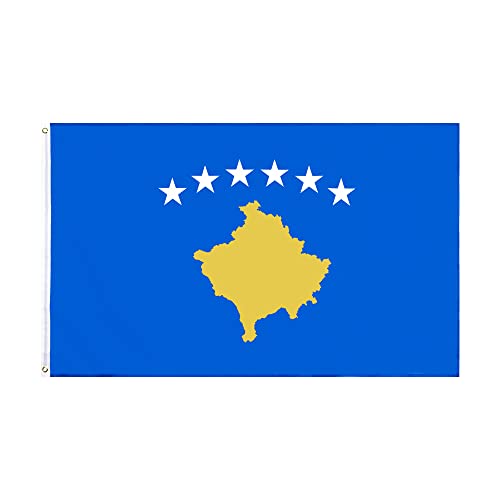 Kosovo Flagge mit Messing-Ösen 150x90cm - Wetterfeste Fahne für Fahnenmast Extra Groß Breit Lang XL XXL von HENKi