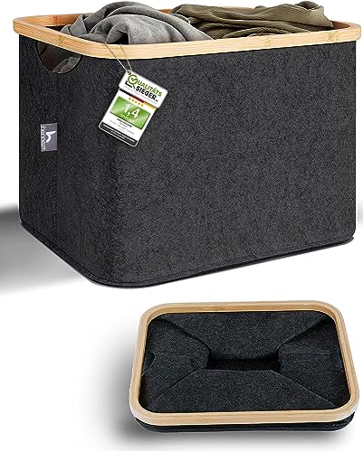 HENNEZ Aufbewahrungskorb 40l Körbe kompatibel für IKEA KALLAX Regal - Korb zur Holz Aufbewahrung klein anthrazit - Aufbewahrungsbox Regalkorb Aufbewahrung - Papier Kiste Filz Korb faltbarer Wäschekorb von HENNEZ