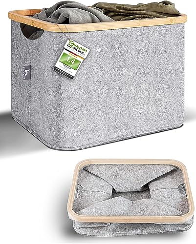 HENNEZ Aufbewahrungskorb 40l kompatibler Korb für IKEA KALLAX Regal Box - Korb zur Holz Aufbewahrung klein grau - Aufbewahrungsbox Regalkorb Filz Aufbewahrung - Kiste Stoffkorb faltbar Wäschekorb von HENNEZ