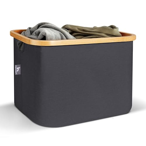 HENNEZ Korb zur Aufbewahrung 40L Aufbewahrungskorb Groß kompatibel Ikea Kallax Korb Grau Regal Aufbewahrungsboxen - Stoffboxen Kisten Körbe zur Aufbewahrung kompatibel als Wäschekorb Stoff faltbar von HENNEZ