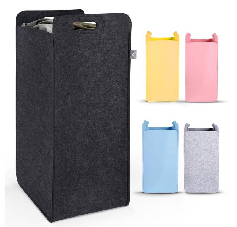 HENNEZ Wäschekorb "Katy" aus Filz schmal und zusammenklappbar, 80l, Wäschesack Groß für Schmutzwäsche Wäschetonne Wäschetasche HENNEZ Wäschekorb "Katy" aus Filz schmal und zusammenklappbar, 80l, Wäschesack Groß für Schmutzwäsche Wäschetonne Wäschetasche von HENNEZ