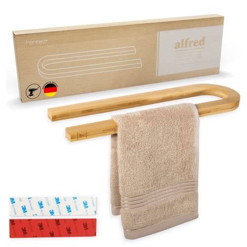 Hennez® Handtuchstange ohne Bohren - Handtuchhalter Wand - Toilettenpapierhalter Holz - Handtuchhalter Bad Handtuchhalter Tür - Handtuchleiter Handtuchregal - Handtuchhalter Bambus - Handtuchhaltern von HENNEZ