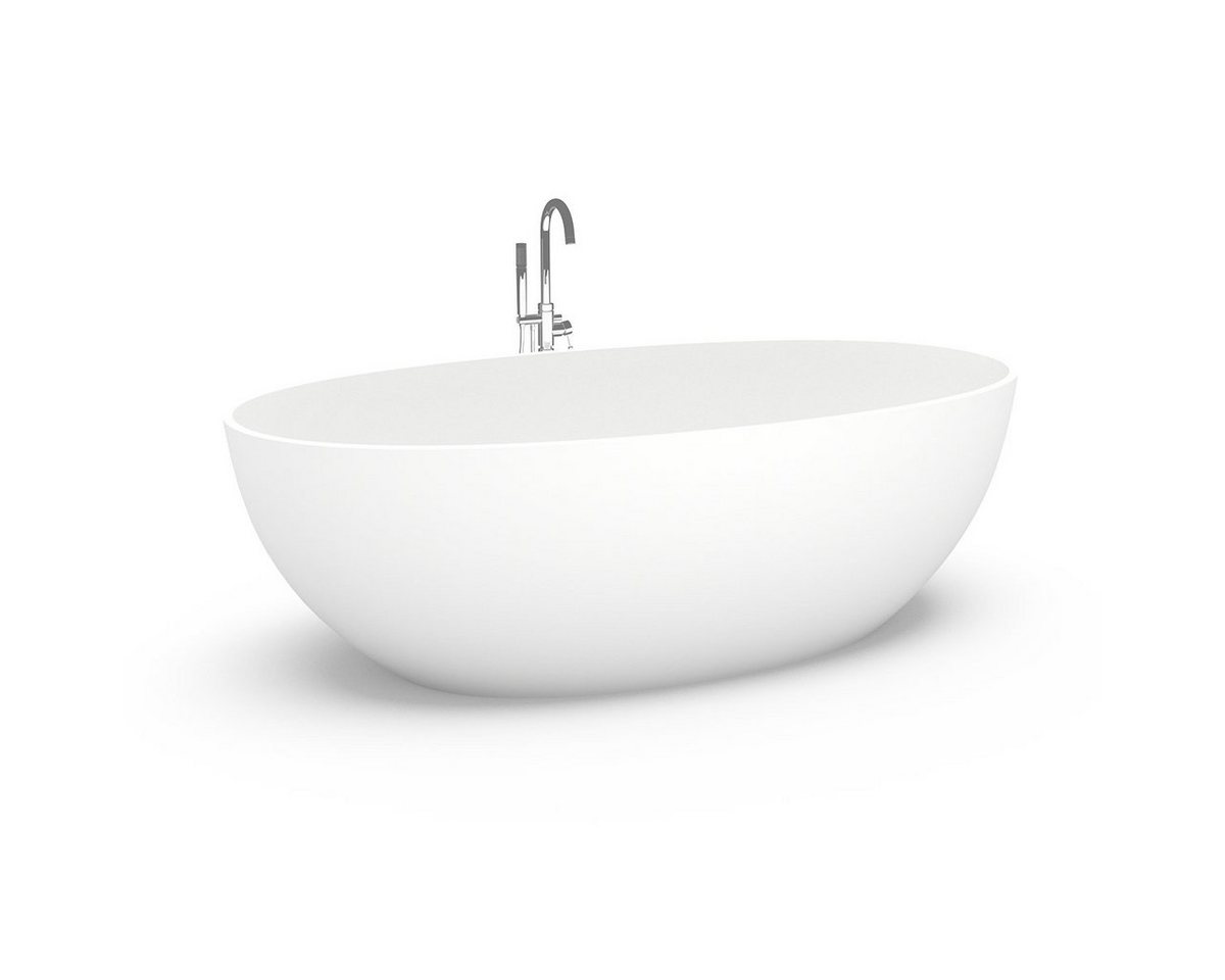 HENRY BAD Badewanne Freistehende Badewanne, Standbadewanne, Mineralguss/Solid Surface/Gussmarmor, Cavoli, Matt Weiß, 1800 x 930 x 560 mm von HENRY BAD