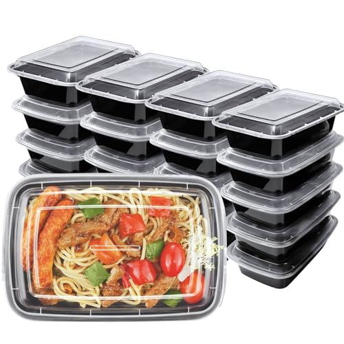 HENSHOW 1 Fach Meal Prep Container mit 20er, 1000ML Prämie Wiederverwendbar BPA Free Lunchbox mit Deckel, Mikrowelle, Gefrierschrank, Spülmaschinenfest von HENSHOW