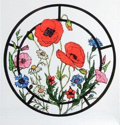 HENSITA Statische Fensterfolie im Kornfeld-Blumen-Design von HENSITA