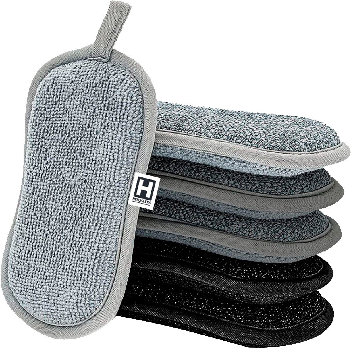 HENSSLERS 2in1 Mikrofasertuch (Mikrofaser, 10x16 cm, 6-tlg., 2 unterschiedliche Mikrofaserseiten) von HENSSLERS