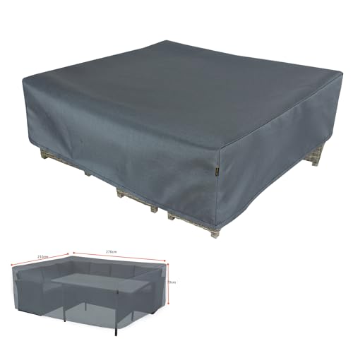 HENTEX Abdeckung für Gartenmöbel, Abdeckung Schutzhülle, Gartentische Abdeckplane, wasserdichtes, Atmungsaktives, Schutzhülle für Outdoor Sofa Tisch Möbelsets, 270×210×H70cm, Grau von HENTEX