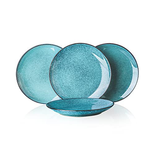 HENXFEN LEAD Dessertteller, Pastateller Kuchenteller Frühstücksteller, 20cm Große Geschirr Set, Hellblau von HENXFEN LEAD