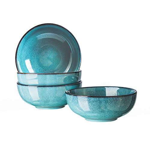 HENXFEN LEAD Runden Keramikschalen, 600mL Set aus 4 Salatschüsseln mit Klassischem Design - Exquisite Suppenschüssel für 4 Personen, Geeignet für Mikrowelle/Backofen/Geschirrspüler, Hellblau HENXFEN LEAD Runden Keramikschalen, 600mL Set aus 4 Salatschüsseln mit Klassischem Design - Exquisite Suppenschüssel für 4 Personen, Geeignet für Mikrowelle/Backofen/Geschirrspüler, Hellblau von HENXFEN LEAD