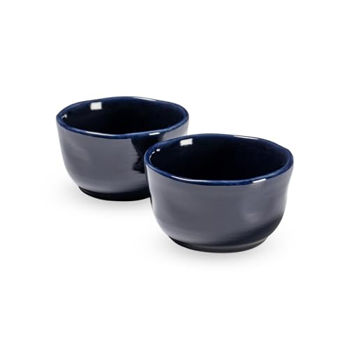 HENXFEN LEAD Soufflé Förmchen aus Keramik, 240ml Creme Brulee Schälchen, 2er Set Kleine Auflaufformen Mini Auflaufformen, Blau von HENXFEN LEAD