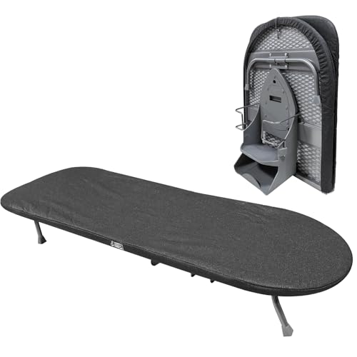 HENYEER Klein Klappbar Tischbügelbrett, Kompaktes Mini Foldable Ironing Board, Platzsparend Ironing Board mit Bügelständer, Klappbares Mini Bügelbrett Tisch mit Anti-Rutsch-Klappbeine, 89cm x 33cm von HENYEER