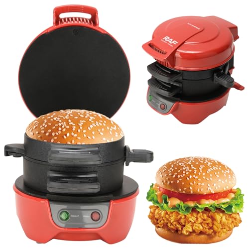 HENYEER Sandwich Toaster Burger Maker, mit Eierringe und Zeitschaltuhr, Effiziente Antihaft Heizplatten mit AntihaftKeramikbeschichtung, Perfekt Für Hamburger, Snacks Und Ein Schnelles DIY Frühstück von HENYEER
