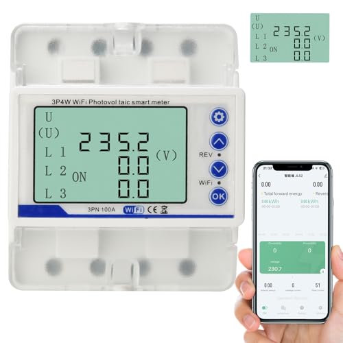 HENYEER TUYA WiFi Smart Circuit BreakerStromzähler, 3-Phasen 4-Draht WiFi Photovoltaik,100A 380VAC LCD Digitaler Stromzähler Drehstromzähler Hutschiene Intelligenter Wiedereinschaltschutz HENYEER TUYA WiFi Smart Circuit BreakerStromzähler, 3-Phasen 4-Draht WiFi Photovoltaik,100A 380VAC LCD Digitaler Stromzähler Drehstromzähler Hutschiene Intelligenter Wiedereinschaltschutz von HENYEER