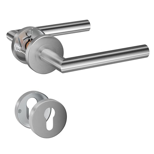 HENYIN 1 Packung Türdrückergriff aus Edelstahl mit Zylinderloch-Rosette, Einstecktürschlossgriff, Farbe Silber (SO2-103C) von HENYIN
