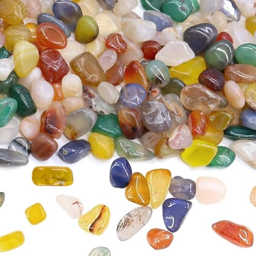 HEOUCH 200g Edelsteine für Kinder Schatzsuche, Natürliche Trommelsteine in Verschiedenen Größen, Bunte Glücksstein, Natürlich Gefärbte Textur, Geeignet für Vasen und Aquariendekoration von HEOUCH