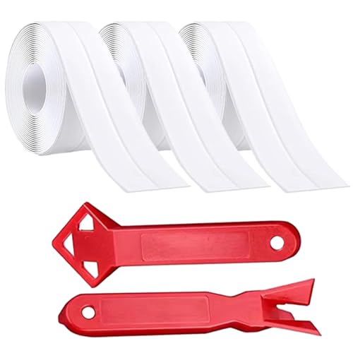 HEOUCH 3 Rollen Wasserdichtes Dichtungsband, Dichtungsband Selbstklebend, Schimmelfest Weichsockelleiste, Zierleisten Wasserdicht, für Küche,Badezimmer, Toilette, Wandecke von HEOUCH