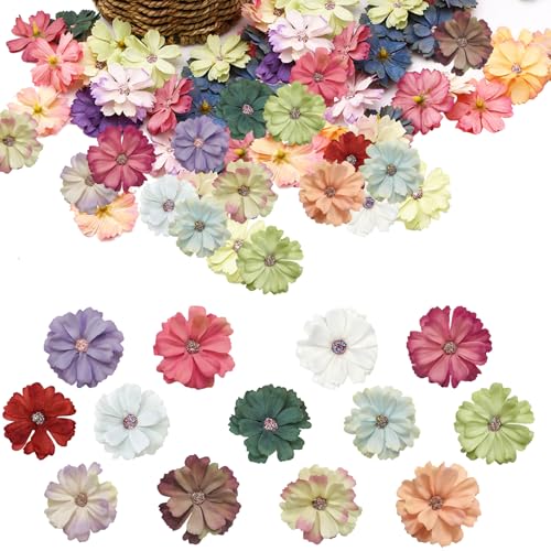 HEOUCH 60 Stück Gänseblümchen Köpfe Deko, Kunstblumen Köpfe, Seidenblumen Künstliche Blumen, Romantische Kleine Blumenkopfdekoration, für Hochzeit Home Basteln Scrapbooking Deko von HEOUCH