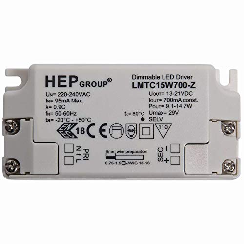 LED VORSCHALTGERÄT 9,1-14,7W 700MA DIMMBAR (914920095) von Heitronic