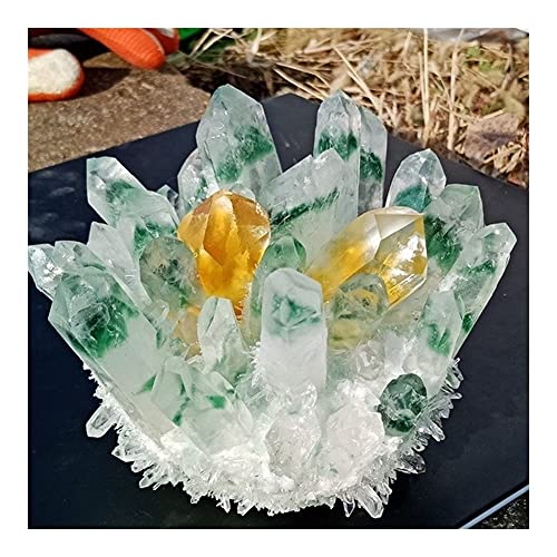 Kristallstrauß Geisterkristall Grün Natur Originalstein Reiki orange Kristalle Exemplar Wohnkultur HEPBAK (Größe: 1000 g) von HEPBAK