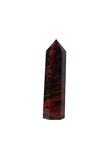 Natürliche Quarz-Säulen-Prismen mit sechseckigen Punkten aus rotem Obsidian, für die Dekoration zu Hause, HEPBAK (Farbe: Rot Obsidian, Größe: 6-7 cm) von HEPBAK