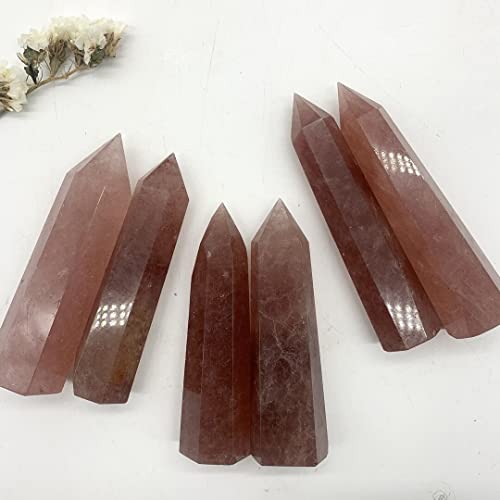 Natürliches Exemplar Rot Erdbeere Kristall Punkt Quarz handgeschnitzt Stein für die Innendekoration Kristalle und Steine Artikel für Zuhause HEPBAK (Größe: 110 – 120 mm) von HEPBAK