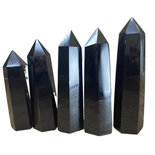 Quarzdekoration, 1 Stück natürlicher Kristallpunkt, schwarzer Obsidian, für die Dekoration des Hauses, HEPBAK (Größe: 11 – 12 cm) von HEPBAK