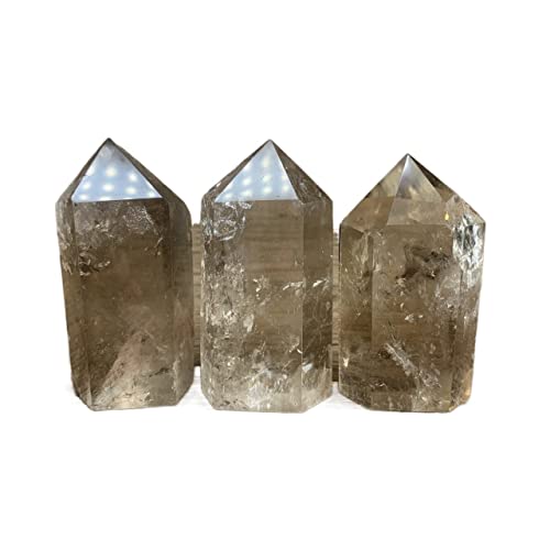 Quarzdekoration, 1 Stück natürlicher Kristallturm, beleuchtet, Rauchkristall, kann für die Dekoration des Hauses HEPBAK (Größe: 8 – 9 cm) verwendet werden von HEPBAK