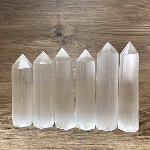 Quarzdekoration, 1 x Selenit-Kristall, weiß, kann für die Dekoration des Hauses HEPBAK (Größe: 7 – 8 cm) verwendet werden von HEPBAK