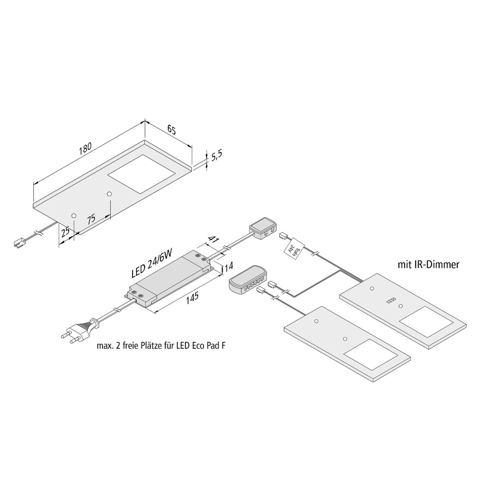 LED-Unterbaulampe Eco-Pad F 2x-Set 3.000K schwarz LED-Unterbaulampe Eco-Pad F 2x-Set 3.000K schwarz von Hera