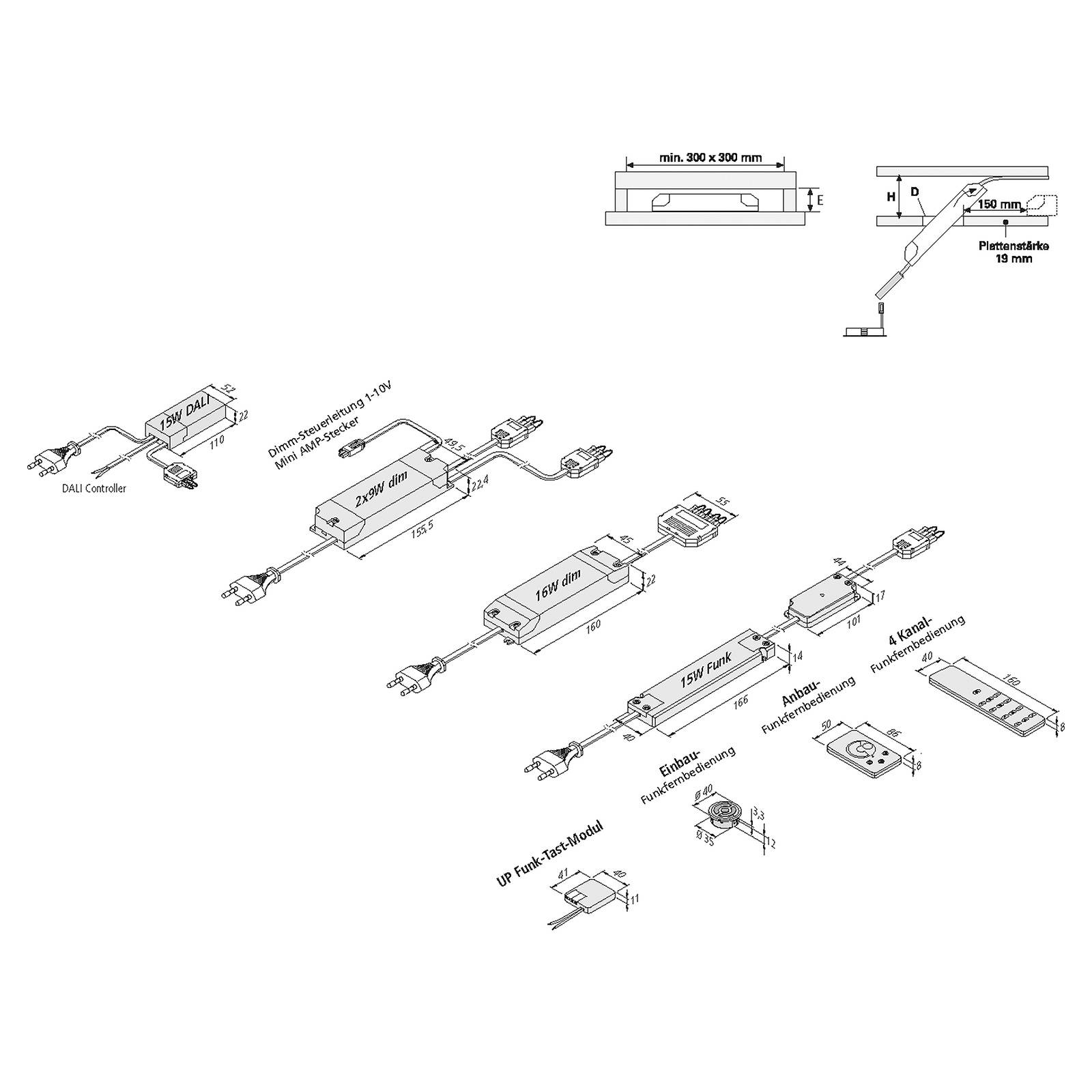 Trafo LED 350mA/16W mit 3fach-Verteiler von Hera