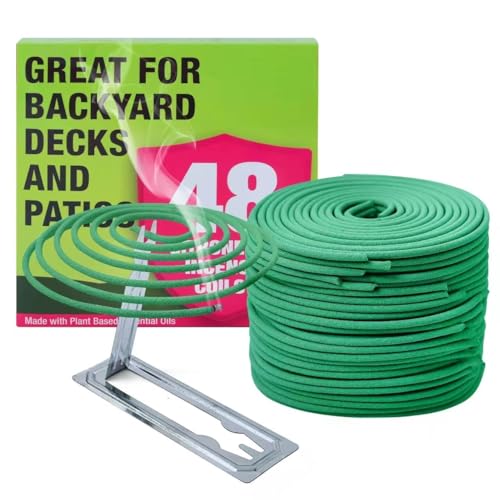 Räucherspirale Citronella – Jede Spule hält 5–7 Stunden – geeignet für Outdoor-Camping, Terrasse, Wandern usw. (2er-Pack enthält 48 Spulen und 2 Spulenständer) von HERBTALE