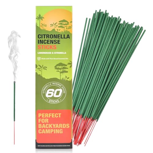 Citronella Räucherstäbchen 60 Stück - Citronella Räucherstäbchen für Camping Draußen, Terrasse, Draußen, etc von HERBTALE