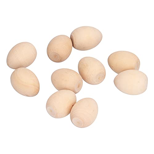 10 Stück unvollendete Holz gefälschte Ostereier, Ostern DIY Handwerkseier Flachboden Holzeier zum Basteln und Osterei Ornamente, 1.8x1.3inch von HERCHR