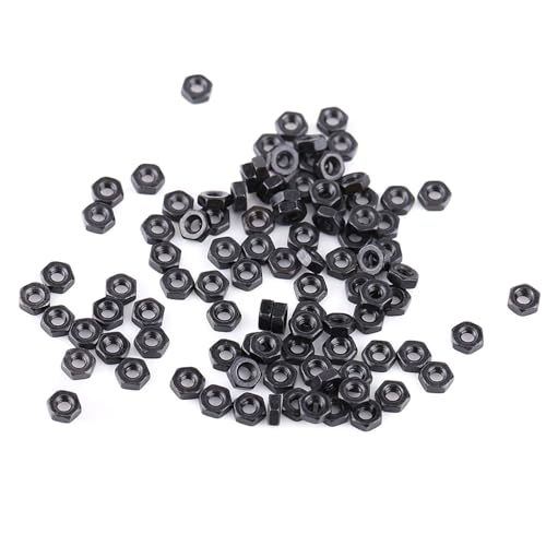 100pcs Sechskantmutter, Carbon -Stahl -Sechskantantrieb, metrische Sechskantes Hex -Nuss schwarz, kleine Nüsse, rechte Hand, Ersatzmutter (M2) von HERCHR