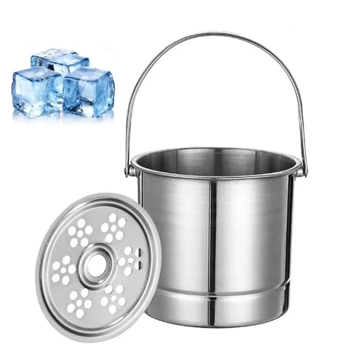 1l Ice Eimer, professioneller isolierter Edelstahl -Eiscontainer Cocktail Cold Eimer mit Filterteller für Bar Party Restaurant Bar (silver) von HERCHR
