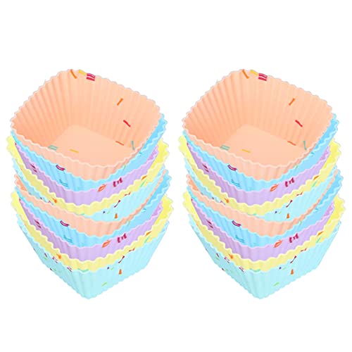 20 Stück Cupcake-Formen Aus Silikon, Wiederverwendbar Silikon Muffinförmchen Silikon Backform Muffinform Silikon, Antihaft Mini Muffinförmchen Kuchenform Für Kekse Käsekuchen Gebäck(Quadrat) von HERCHR
