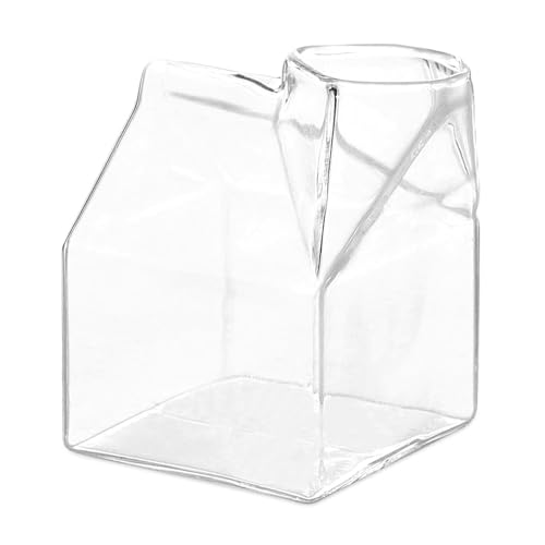 250ml Transparente Milchkarton-Wasserflasche, Milchkännchen Glas, Kawaii-Milchkarton, Mini-Milchkännchen, Milchboxen Saftboxen Wiederverwendbar - Tragbare Flasche Für Limonade, Saft, Getränkedose von HERCHR