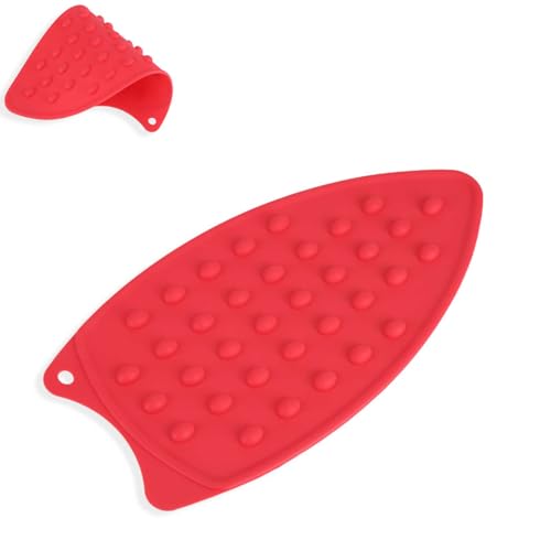 HERCHR 2PCS Silikon Hitzebeständige Bügeleisenablage, Hitzebeständige Bügelbrettmatte, Bügeleisenablage für Bügelbrett Bügelbrett und Matte 27 x 14 x 0,7 cm (rot) von HERCHR