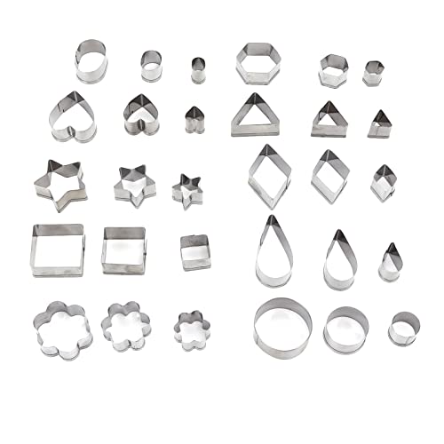 30-teiliges geometrisches Ausstecher-Set, Edelstahl Mini Keksformen Quadratisches Herz Dreieck Stern Runde Blumenförmige Backformen von HERCHR