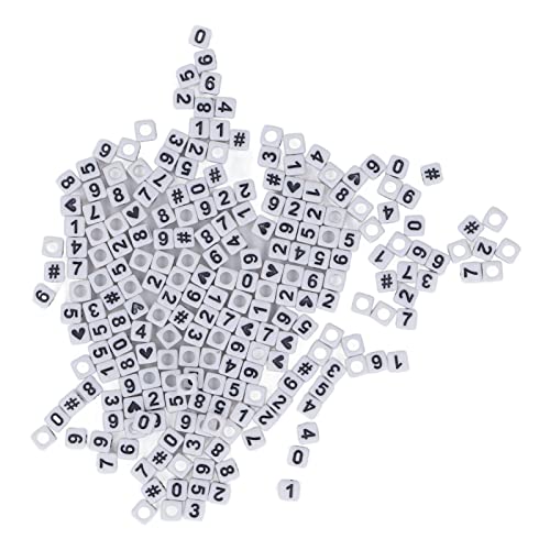 300 Stück Weiße Acryl-Zahlenperlen, Kunststoff-Würfelform, Lose Perlen, Zahlenperlen Für Armbänder, 7 X 7 Mm Zahlenperlen Für Die Schmuckherstellung von HERCHR