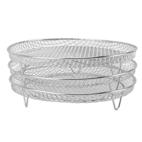 3pcs Air Fryer Rack Set 304 Edelstahl -Stapel -Dehydrator Rack Multi -Layer -Backgrillzubehör, nur für Luftbraten in innerer Größe> 8Zoll geeignet (Runden) von HERCHR