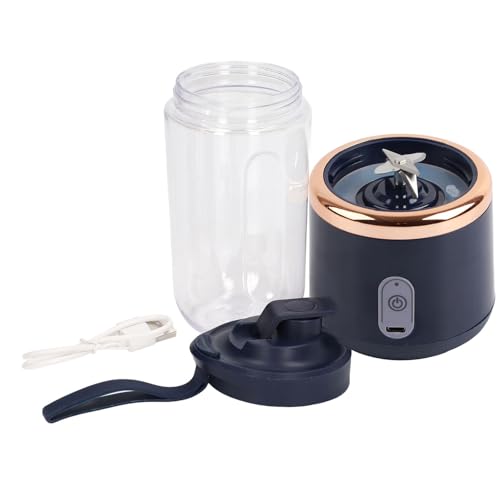 400 ml tragbarer Mixer, 40W USB -Ladung persönlicher Mixer Schnellem Mischung Leckschutz Handheld Electric Juicer Tasse für Obst -Gemüse Kaffee (Blau, 6blades, Deckel) von HERCHR