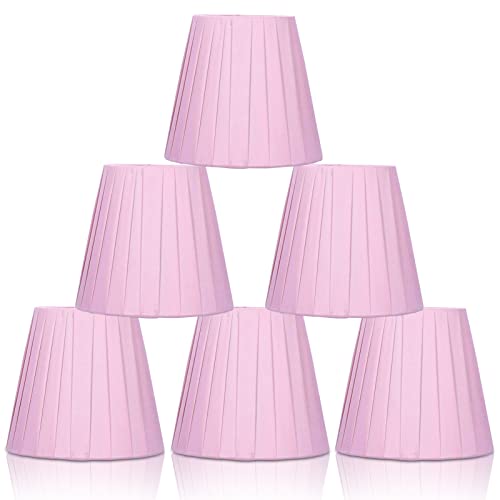 6 Stück European Pink Fabric Lampenschirme Ersatz, kleine Lampenschirme für Tischlampen Kristall Kronleuchter Wandlampe Lampenschirm für Zuhause 5,5x5,1x3,5 Zoll von HERCHR