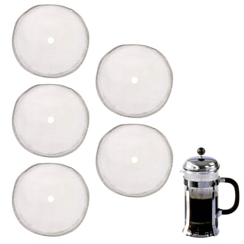 5 Stück Universal French Press Ersatzfilter 600 ml, Wiederverwendbare Edelstahl Mesh-Ersatz für Kaffeedrücker, French Press Ersatzfiltersieb, French Press Filter 8,5 c von HERCHR