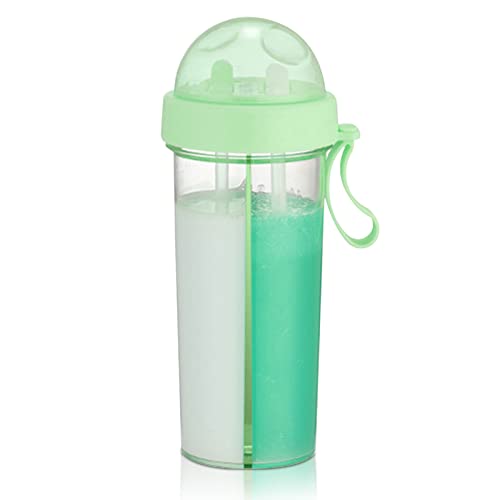 HERCHR 600 Ml Trinkbecher Becher Mit Deckel Und Strohhalm, Doppelte Trinkflasche, Wiederverwendbare Hartplastikbecher, 2-in-1-kinderwasserflasche Für Outdoor-reisesport(grün) von HERCHR