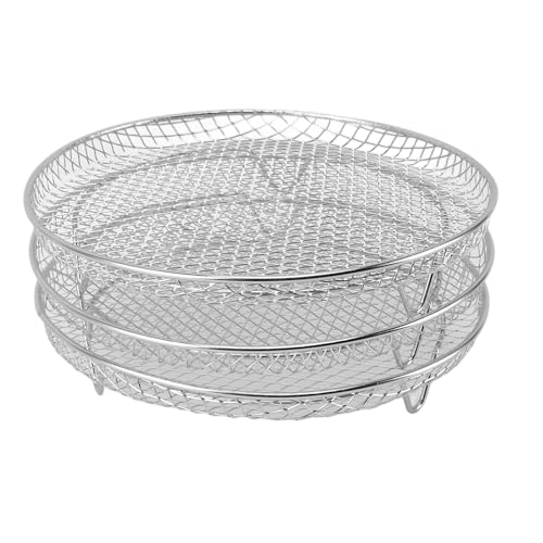 Air Fryer Rack 3Pcs Stackable Stainless Steel Dehydrator Rack 8 Inch Multi Layer Grillrack Food Grill Air Fryer Accessories (round) von HERCHR