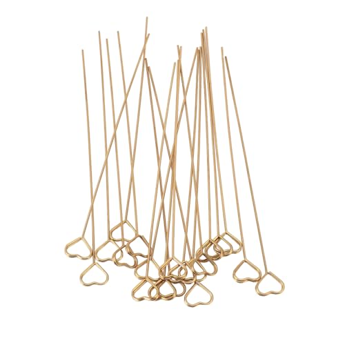 Blumenpicks Clips, 50pcs 6in Photo Memo Halter Pickel Blumenclips wiederverwendbares goldenes Metalldrahtkartenhalter für Hochzeitsgüter (herzförmig) von HERCHR